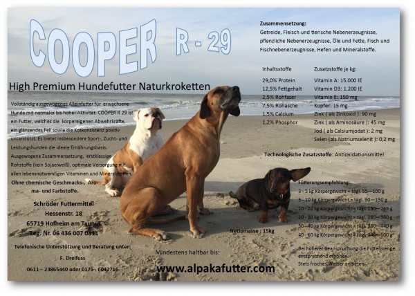 COOPER-R29 - High Premium Hundefutter Naturkroketten 15 kg