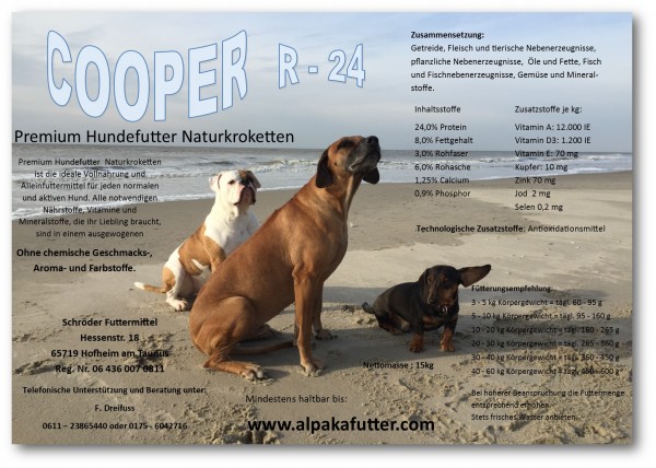 COOPER-R24 - Premium Hundefutter Naturkroketten 15 kg